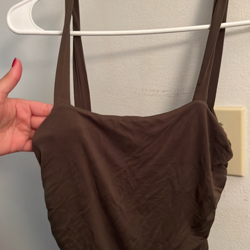 Brown body con dress